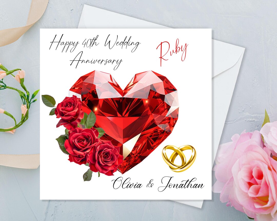 Personalised 40th Ruby Wedding Anniversary Card to Couple Husband Wife ...
