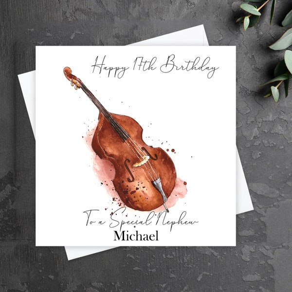 Personalised Birthday Violin Card for Husband,Son, Friend , Daughter, Personalised with a name,age and relation, Watercolour Violin