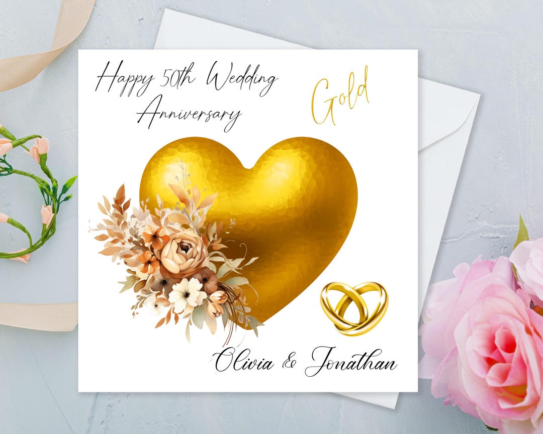 Personalised 50th Gold Wedding Anniversary Card to Couple - Husband ...