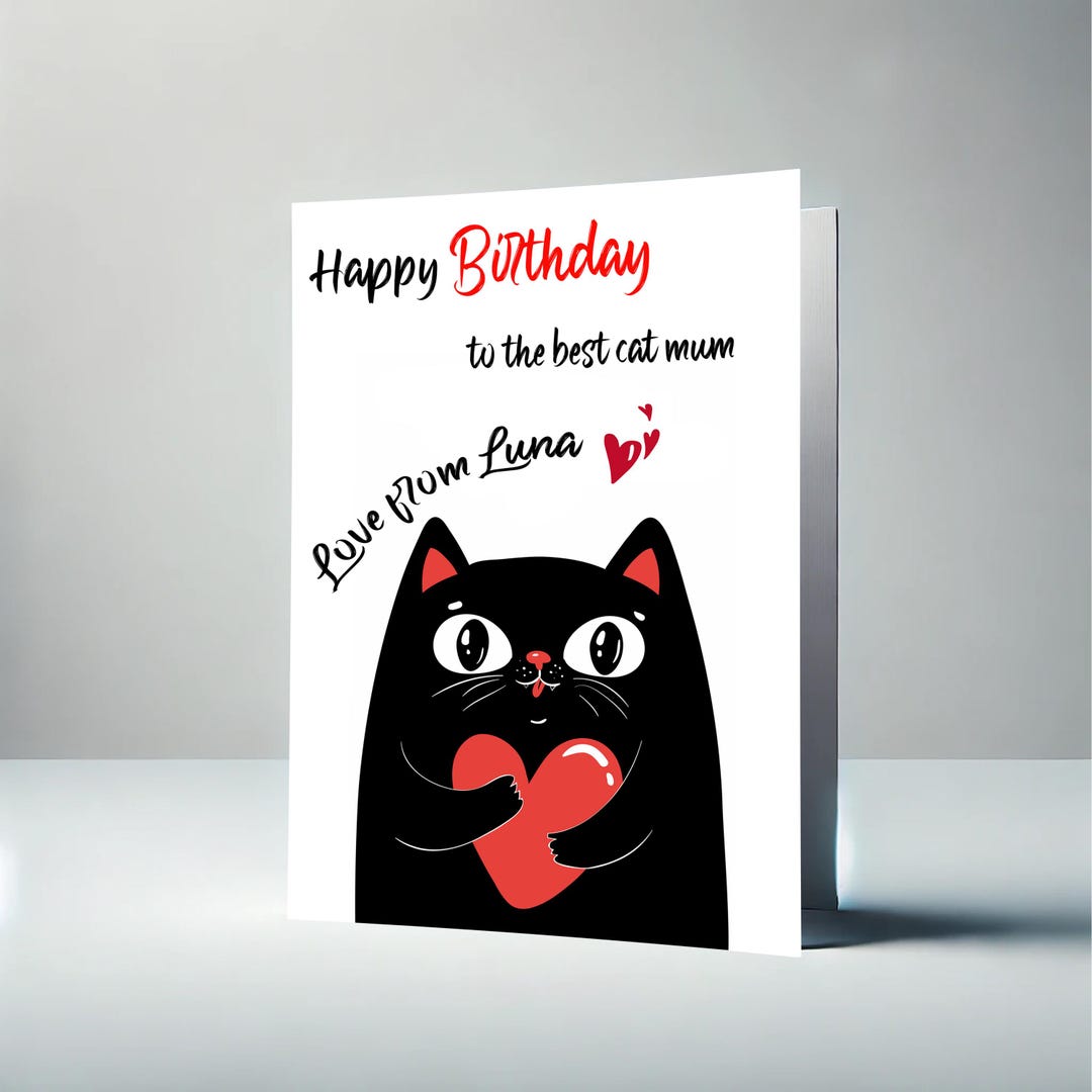 Personalized Funny Cat Birthday Card for Cat Lovers - Etsy UK