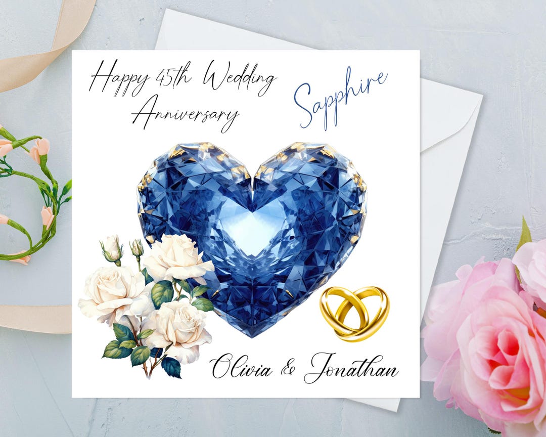 Personalised 45th Sapphire Wedding Anniversary Card to Couple Husband ...
