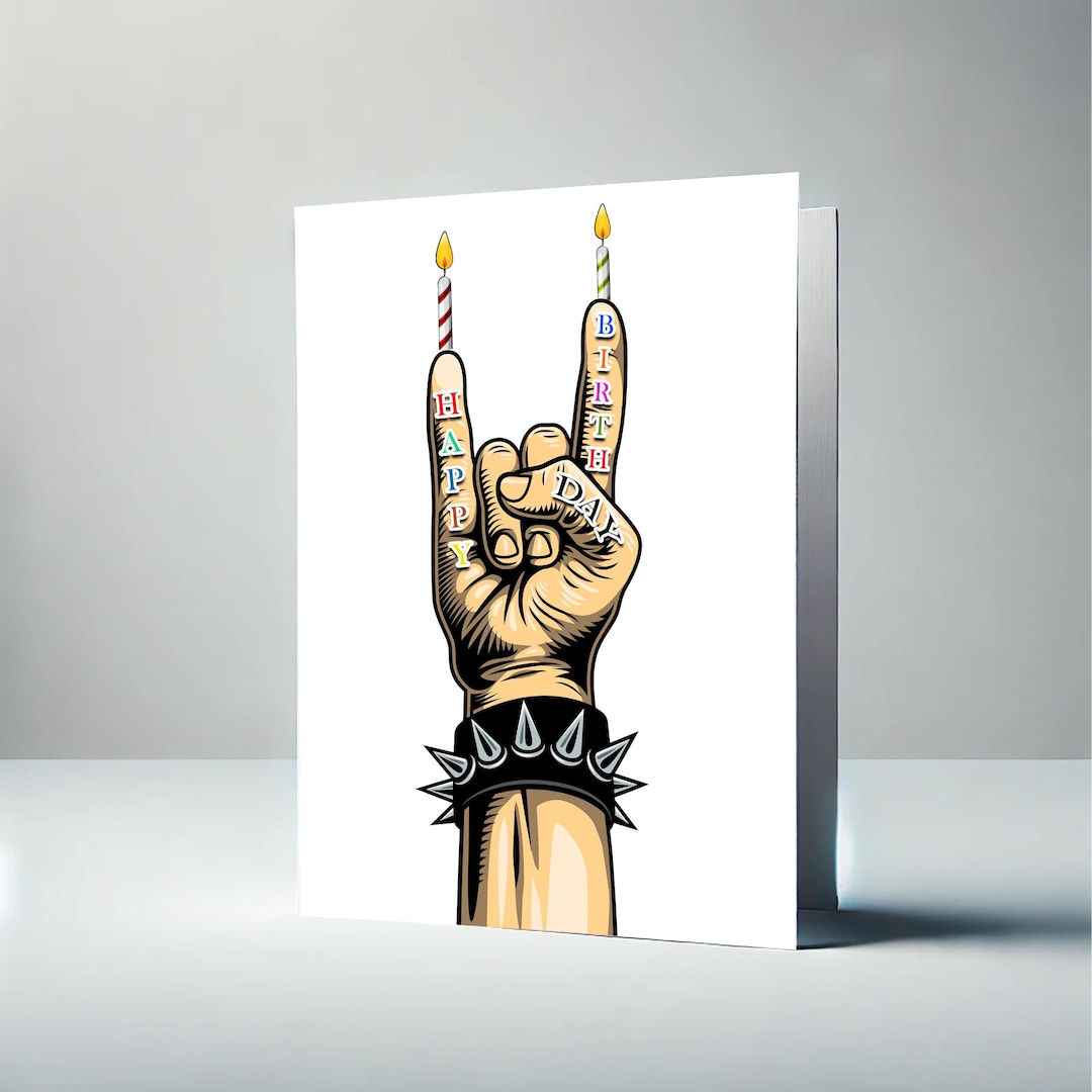 Rock Heavy Metal Birthday Card - Male Female Men Ladies Teenager Boy ...