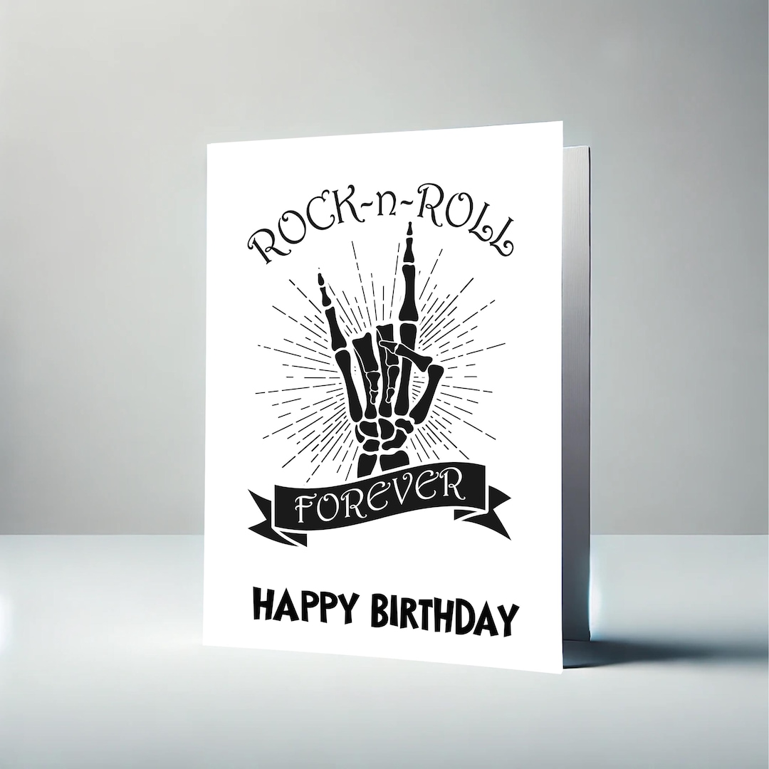 Rock Heavy Metal Birthday Card - Male Female Men Ladies Teenager Boy ...