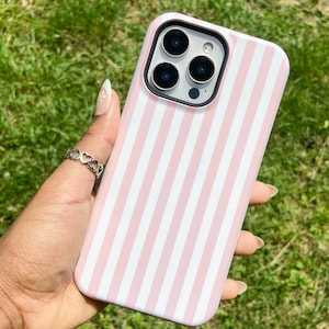 Pink Striped Phone Case Pastel Spring Summer Colors Aesthetic Cute Cover For iPhone 17 16 15 Plus 14 Pro Max 12 13 Mini Galaxy S25 MagSafe