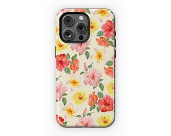 Hibiscus Phone Case Summer Hawaii Tropical Floral For iPhone 15 Plus 14 Pro Max 12 13 Mini 11 Pro Galaxy S24 Protective Trendy Cover