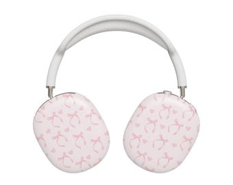 コケット ピンク リボン ハート AirPods Max ケース ヘッドホン ハードプラスチック カバー リボン キュート 美的 ガーリー トレンディ プレッピー 保護ケース
