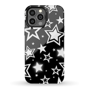 Y2K Stars Phone Case Black Trendy Cute Aesthetic Cover For iPhone 15 Plus 14 Pro Max 12 13 Mini 11 Pro Galaxy S24 S23 S22