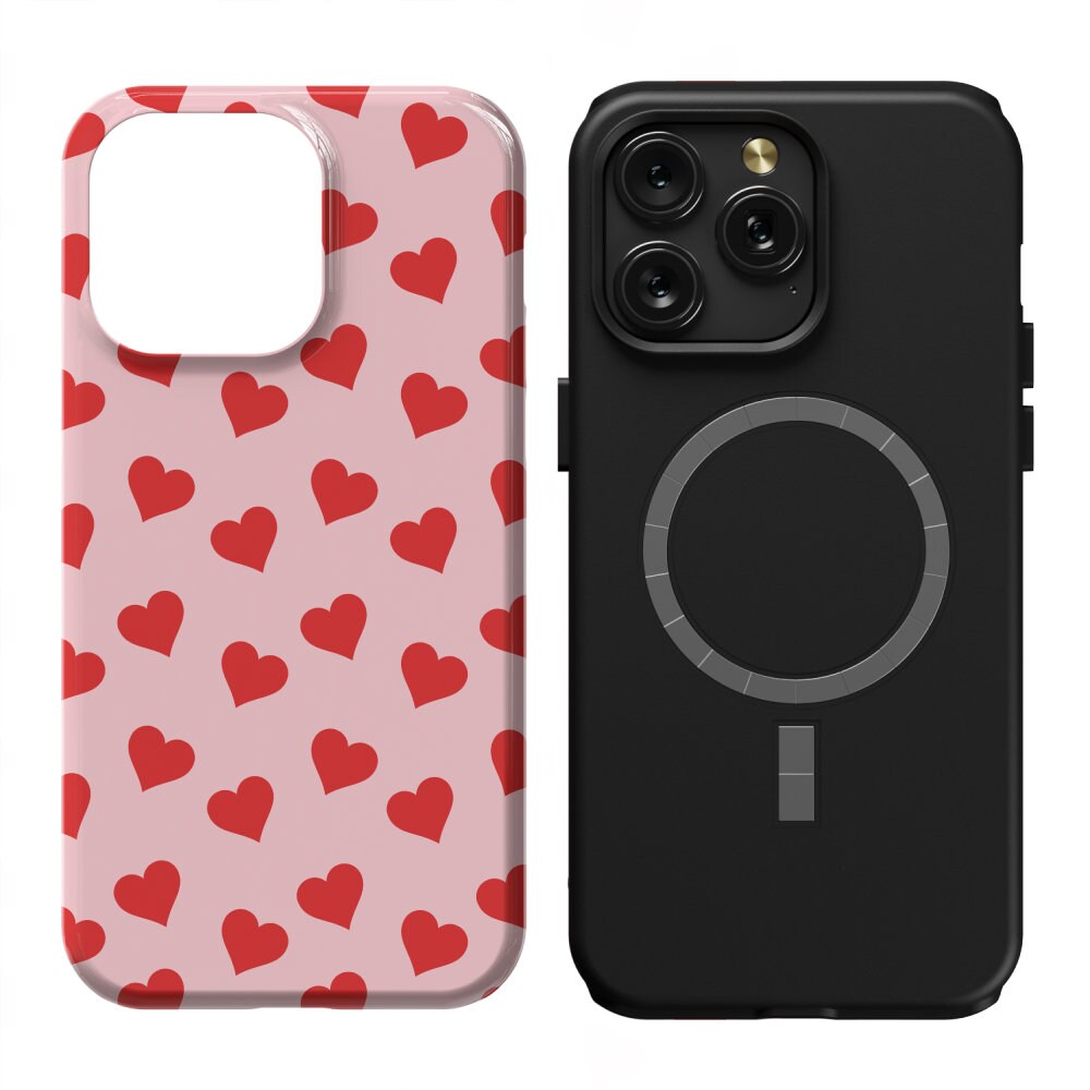 Red Pink Hearts Magsafe Phone Case Cute Preppy Aesthetic