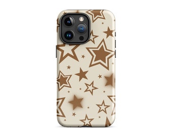 Brown Y2K Stars MagSafe Phone Case Beige Cute Trendy Aesthetic Protective Cover For iPhone 15 Plus 14 Pro Max 12 13 Mini MagSafe Magnet