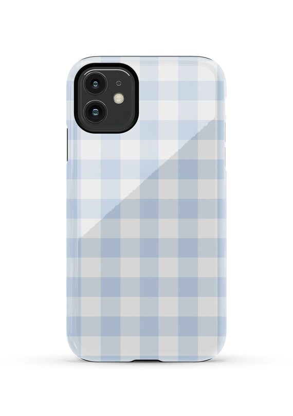 Blue Gingham Magsafe Phone Case Preppy for iPhone 17 16e 15 Plus