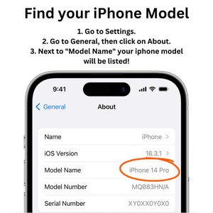 May include: A screenshot of an iPhone's settings menu showing the model name, model number, and serial number. The model name is "iPhone 14 Pro", the model number is "MQ083HN/A", and the serial number is "XYOX&Chi;&Omicron;&Upsilon;&Omicron;&Chi;&Omicron;".