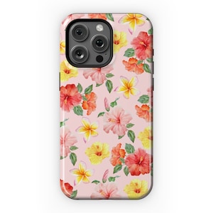 MagSafe Hibiscus Phone Case Pink Summer Hawaii Tropical Floral For iPhone 15 Plus 14 Pro Max 12 13 Mini Protective Trendy Cover