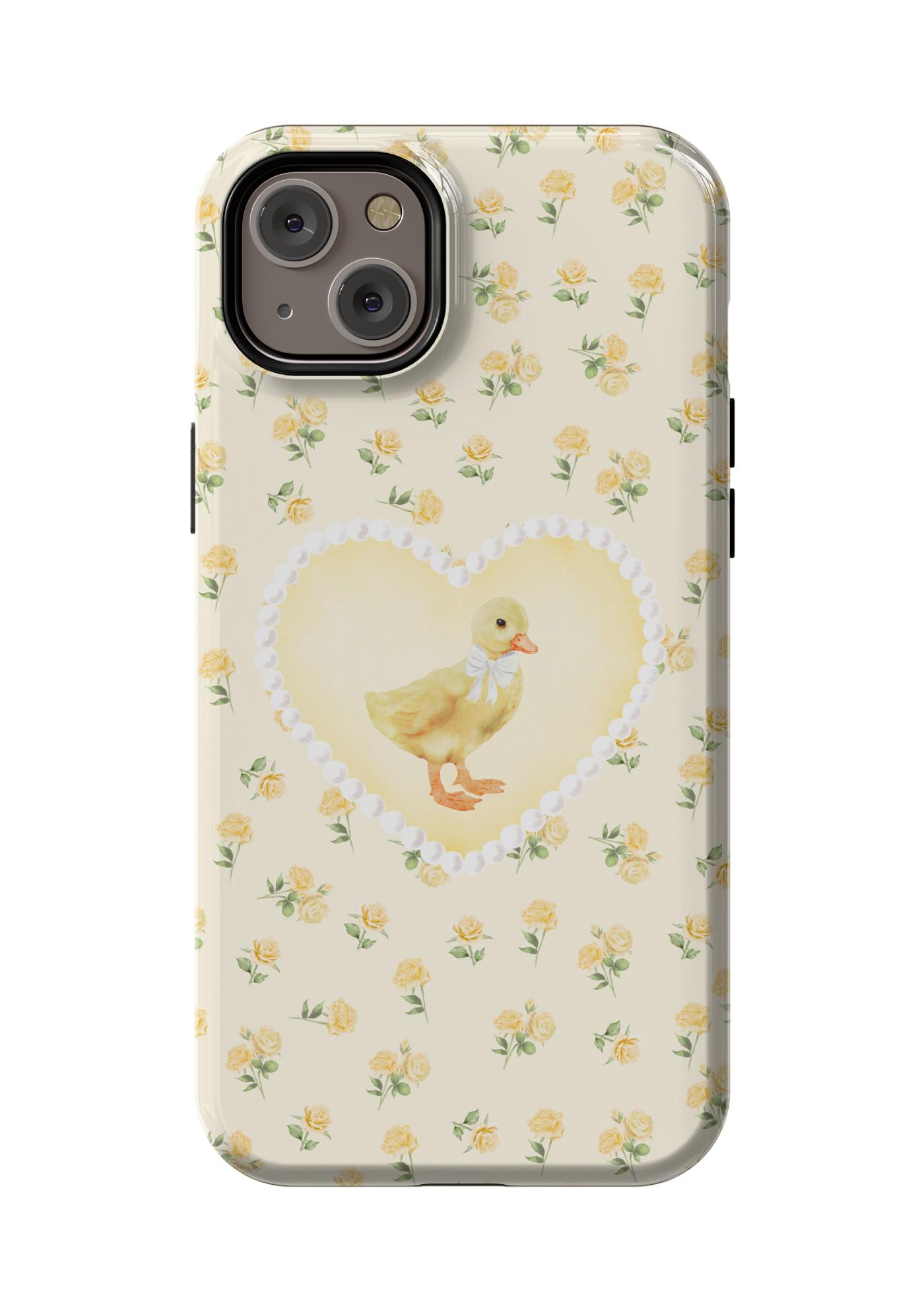 Duck Yellow Ditsy Roses Phone Case Spring Coquette Vintage Cute