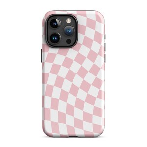 Pink Wavy Checkered MagSafe Phone Case Trendy Cute Aesthetic Protective Cover For iPhone 15 Plus 14 Pro Max 12 13 Mini MagSafe Magnet