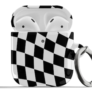 Black Wavy Checkered AirPods Case Aesthetic Protective Cover For Airpods 1st 2nd Generation, Airpods Pro