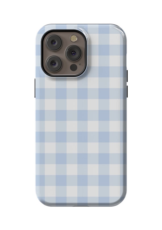 familiar iPhoneケース 13/14 XB青系チェック Blue Gingham Phone Case Preppy for iPhone 17 16e 15 Plus 14 Pro
