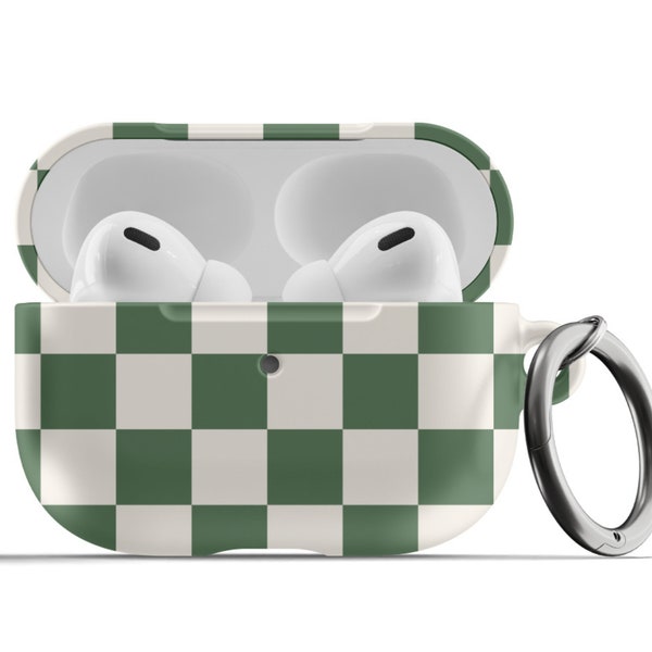 Green Checkered AirPods Case For Airpods 1st 2nd Generation, Airpods Pro Beige Cute Aesthetic Protective Cover