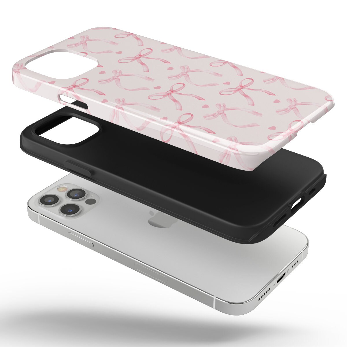 Custodia Per IPhone Con Fiocco Custodia IPhone Con Fiocco Bianco + Braccialetto - Leggera E Antiurto In TPU Bracciale Portafortuna
