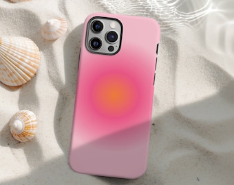 Custodia per telefono con sfumatura rosa arancione Aura Y2K, carina e alla moda, estetica per iPhone 16, 15 Plus, 14 Pro Max, 12, 13 Mini, 11 Pro, Galaxy S24, S23, S22