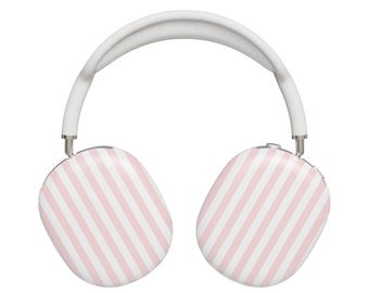 Pink Striped AirPods Max Case Headphone Hard Plastic Pastel Spring Summer Colors Aesthetic Cute Trendy Preppy Protective Case