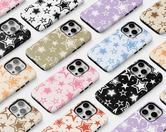 Niedliche Sternen-Handyhüllen im trendigen Y2K-Stil der 2000er für iPhone 17, 16, 15 Plus, 14 Pro Max, 12, 13 Mini Pro und Galaxy S26 – Ästhetische Hüllen in Rosa und Blau