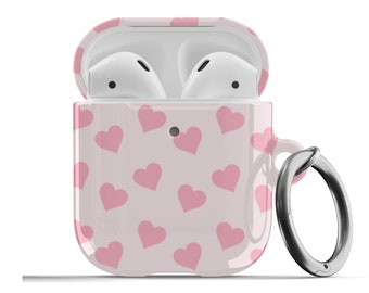 Pink Hearts AirPods Case For Airpods 1st 2nd Generation, Airpods Pro Cute Girly Protective Aesthetic Valentines Love Cover