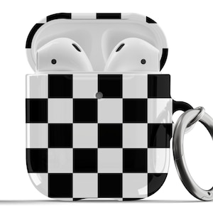Black White Checkered AirPods Case Preppy Aesthetic Protective Cover For Airpods 1st 2nd Generation, Airpods Pro