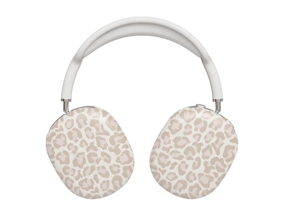 Beige Leopard AirPods Max Case Preppy Cheetah Headphone Hard Plastic Covers Cute Aesthetic Girly Trendy Protective Case