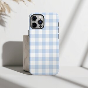 Blau Gingham Handytasche Preppy Für iPhone 16 15 Plus 14 Pro Max 12 13 Mini 11 Pro Galaxy S24 S23 Schutzhülle Cute Aesthetic Cottagecore Cover