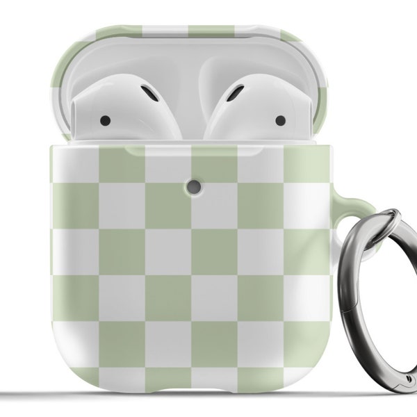 Green Checkered AirPods Case Pastel Aesthetic Protective Cover For Airpods 1st 2nd Generation, Airpods Pro