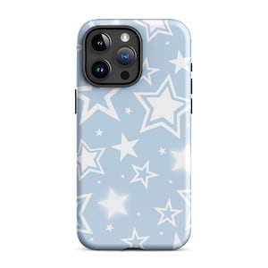 Azul y2k estrelas caso de telefone bonito na moda estética capa para iphone 15 + 14 pro max 12 13 mini 11 pro galaxy s24 s23 s22