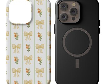 iPhone・スマホケース Pleated Ribbon Phone Case Magsafe Shabby Chic Bow Phone Case Bows Magsafe Tough Phone Case for