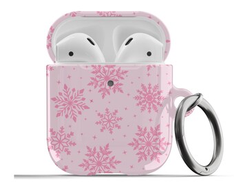 Rosa Schneeflocken AirPods Hülle Weihnachten Winter Festlich Süß Urlaub Schutzhülle Für Airpods 1st 2nd Generation, Airpods Pro