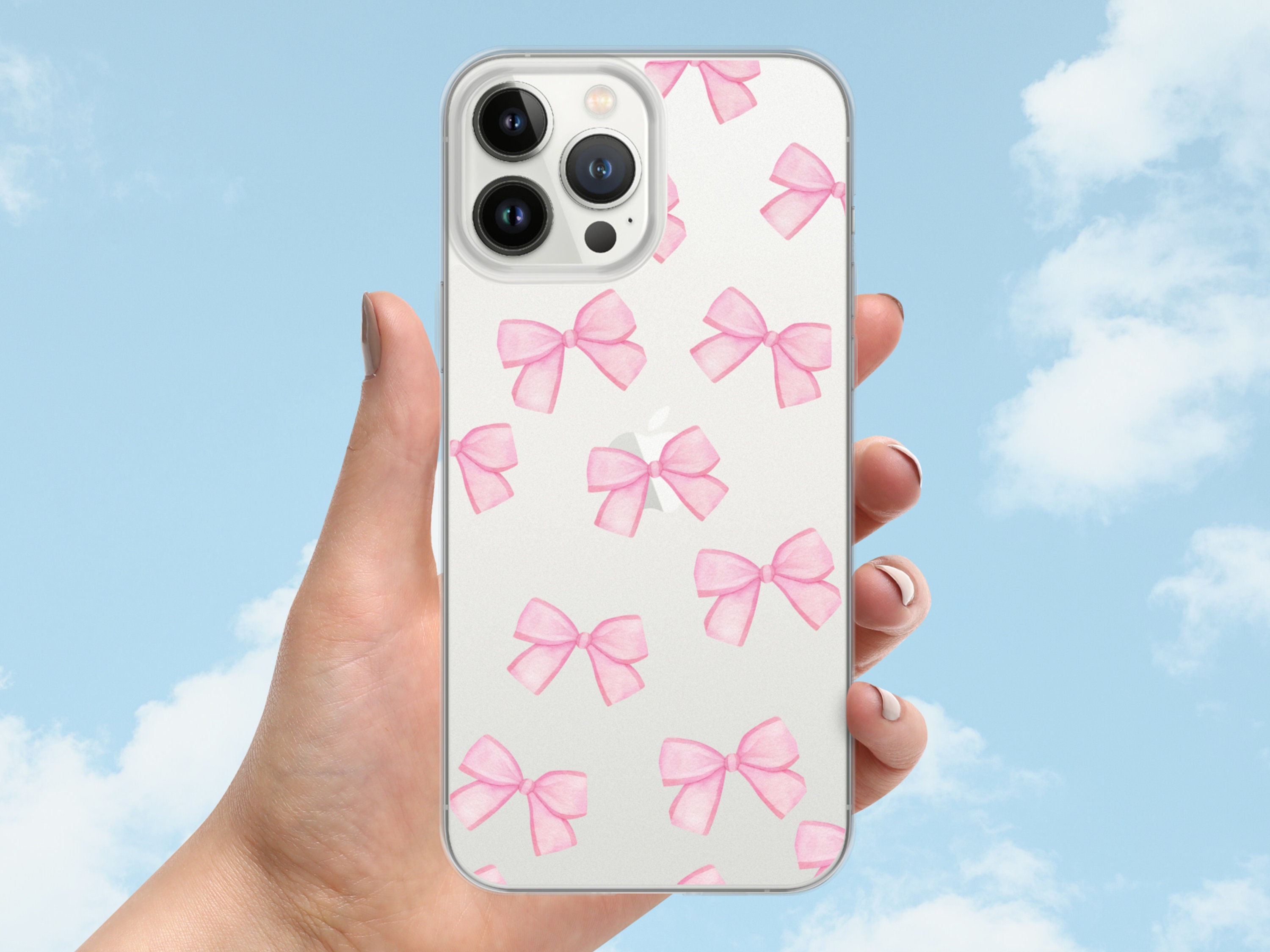 NITITOP Compatible With IPhone 11 Case Clear Cute Lovely Bowknot Ribbon Pattern For Girls Women Soft TPU Transparent Shockproof Protective Phone Cover - Pink