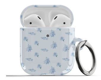 Blue Coquette Floral Roses AirPods Case For Airpods 1st 2nd Generation, Airpods Pro Vintage Trendy Aesthetic Cute Girly Protective Cover