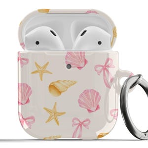 Seashells Bows Coquette AirPods Case Coastal Pink Tropical Summer Cute For Airpods 1st 2nd Generation, Airpods Pro Protective Cover