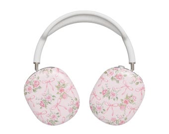 コケット リボン ローズ AirPods Max ケース ヘッドホン ハードプラスチック ピンク カバー リボン キュート 美的 ガーリー トレンディ プレッピー 保護ケース