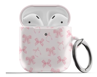 Bows Pink Coquette AirPods Case For Airpods 1st 2nd Generation, Airpods Pro Trendy Aesthetic Cute Girly Protective Cover
