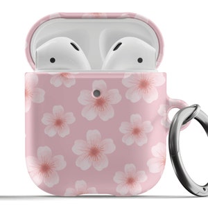 Pink Cherry Blossoms AirPods Case For Airpods 1st 2nd Generation, Airpods Pro Cute Floral Aesthetic Japanese Flowers Sakura Protective Cover