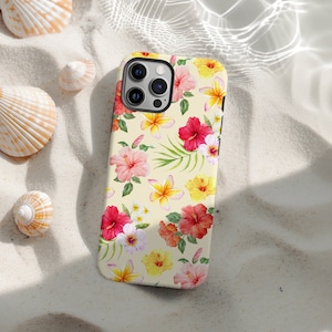 Hibiscus Phone Case Hawaii Summer Tropical Yellow Floral For iPhone 16 15 Plus 14 Pro Max 12 13 Mini 11 Galaxy S24 Protective Trendy Cover