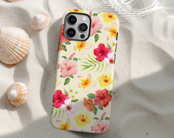 Hibiscus Phone Case Hawaii Summer Tropical Yellow Floral For iPhone 16 15 Plus 14 Pro Max 12 13 Mini 11 Galaxy S24 Protective Trendy Cover