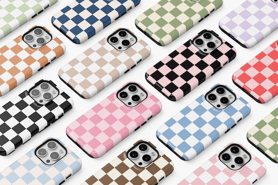 MagSafe Checkered Phone Cases Protective For iPhone 17 16 15 Plus 14 Pro Max 12 13 Mini Cute Preppy Trendy Check Minimalist Aesthetic Cover