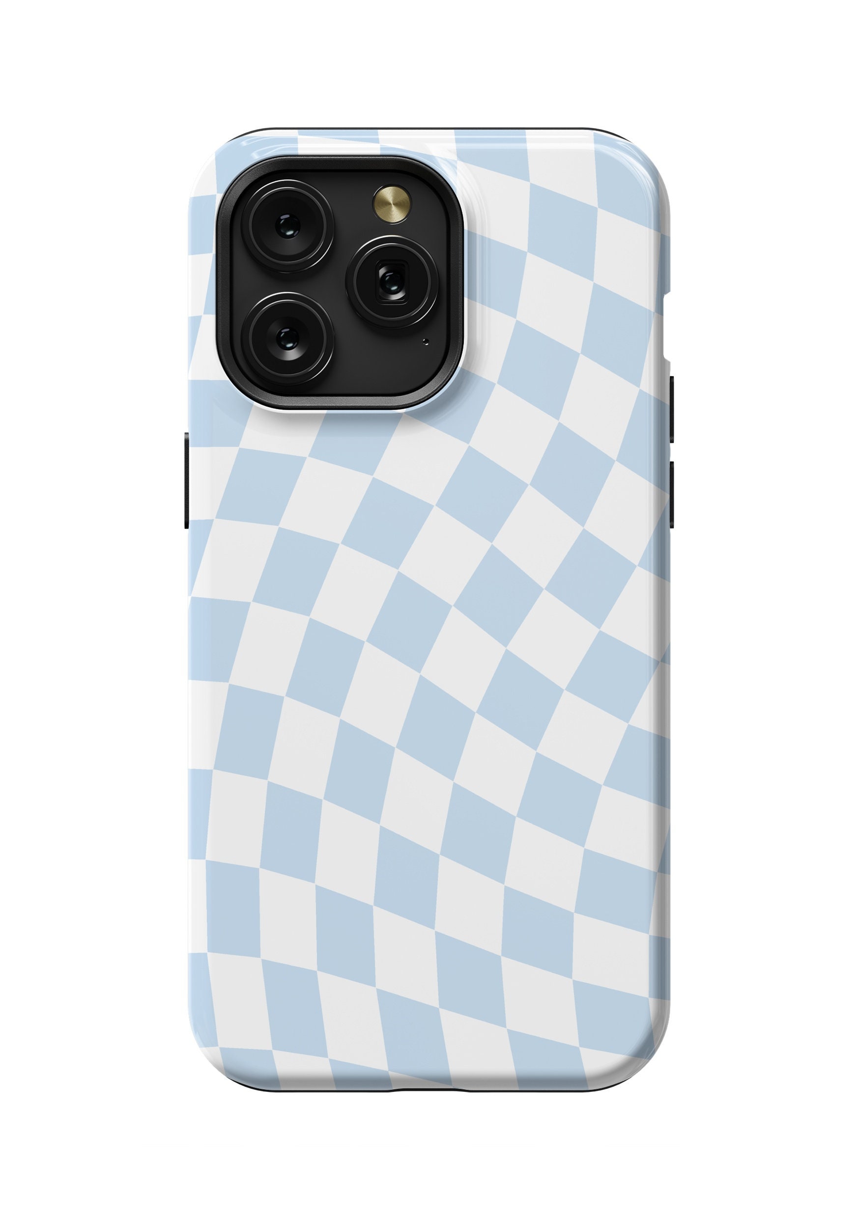 Blue Wavy Checkered Magsafe Phone Case Trendy Cute Aesthetic