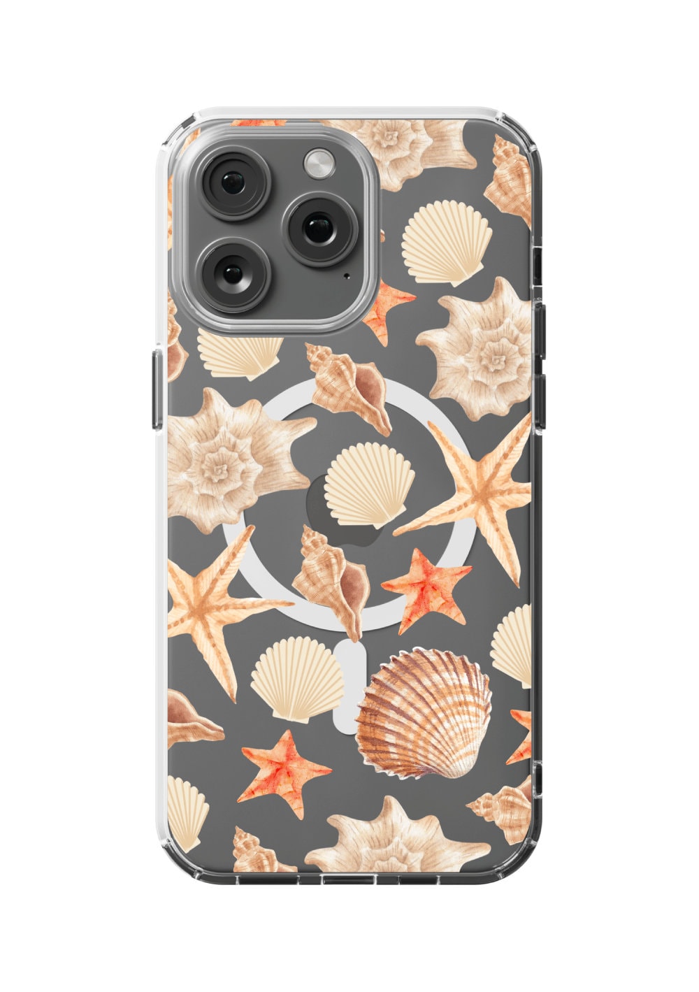 Magsafe Seashell Clear Phone Case Coastal Beach Orange Summer