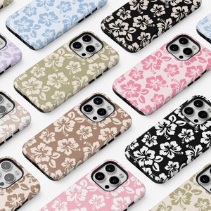 Hibiscus Phone Cases Hawaii Summer Tropical Floral For iPhone 16 15 Plus 14 Pro Max 12 13 Mini 11 Pro Galaxy S24 Cute Trendy Aesthetic Cover
