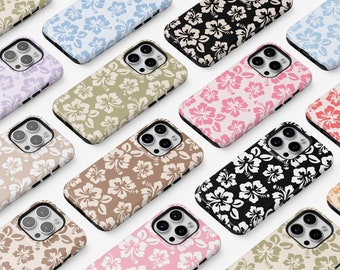 Hibiscus Phone Cases Hawaii Summer Tropical Floral For iPhone 16 15 Plus 14 Pro Max 12 13 Mini 11 Pro Galaxy S24 Cute Trendy Aesthetic Cover