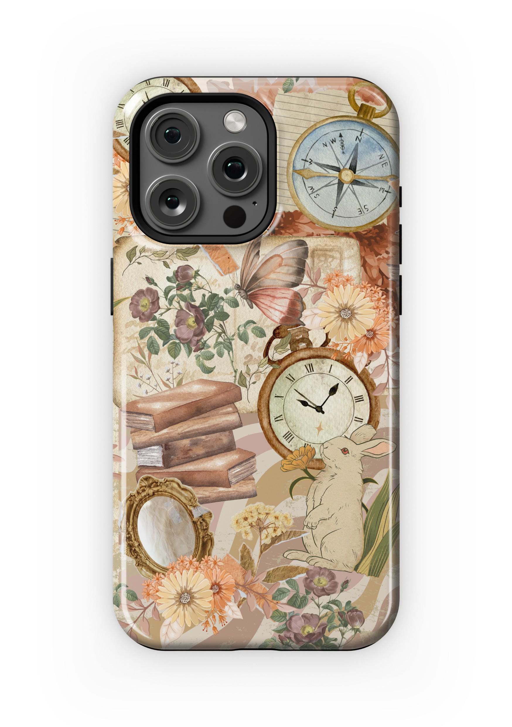 Vintage Collage Phone Case Cute Brown Retro Floral Trendy 