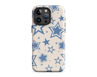 Blue Y2K Stars MagSafe Phone Case Beige Cute Trendy Aesthetic Protective Cover For iPhone 15 Plus 14 Pro Max 12 13 Mini MagSafe Magnet