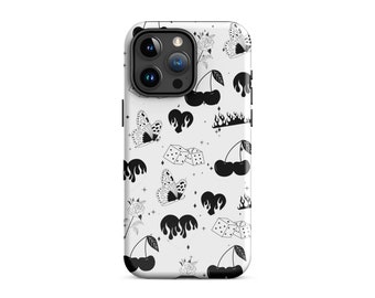 Gotycki, odważny futerał na telefon z płomieniami, ciemny, alternatywny, grunge, czarno-biały, na iPhone'a 15+, 14 Pro Max, 12, 13 Mini, 11 Pro, Galaxy S24, S23, S22