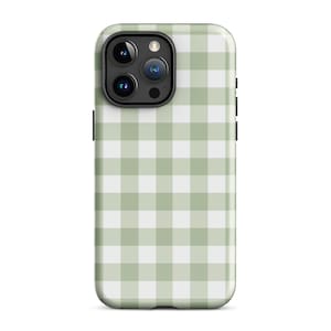 Green Gingham Phone Case Preppy For iPhone 15 Plus 14 Pro Max 12 13 Mini 11 Pro Galaxy S24 S23 Protective Cute Aesthetic Cottagecore Cover